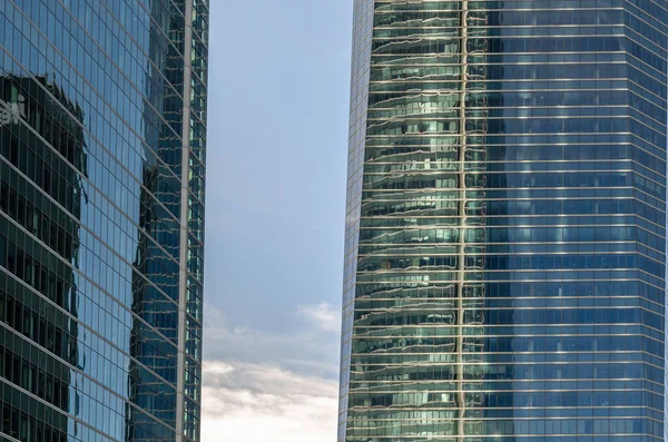Madrid Spain October 2021 Architectural Detail Glass Facades Modern Skyscrapers — Stock Photo, Image