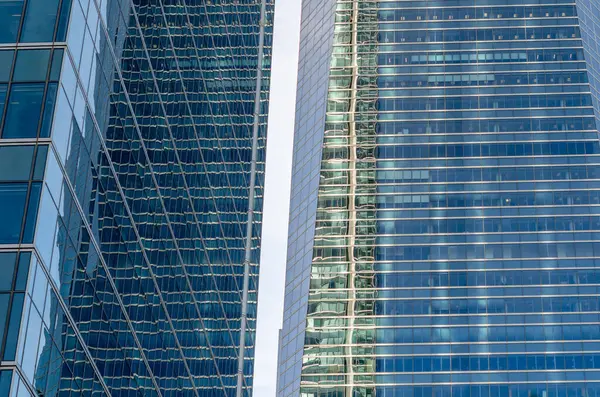 Madrid Spain October 2021 Architectural Detail Glass Facades Modern Skyscrapers — Stock Photo, Image