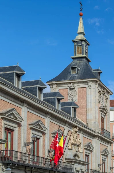 stock image Architecture in the Plaza de la Villa in the old town of Madrid, Spain; it was one of the main centers of the medieval town