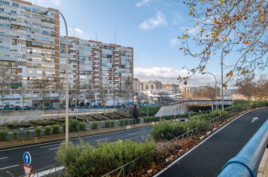 MADRID, SPAIN - DECEMBER 27, 2021: View of buildings in Barrio del Pilar, residential neighborhood in Madrid, Spain