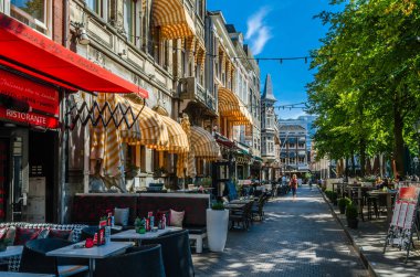 THE HAGUE, THE NETHERLANDS - AUGUST 26, 2013: Urban scene, view of streets in the old town of The Hague, The Netherlands