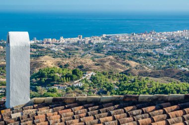 View from the town of Mijas with the Mediterranean Sea in the background, Costa del Sol, Malaga province, Andalusia, southern Spain