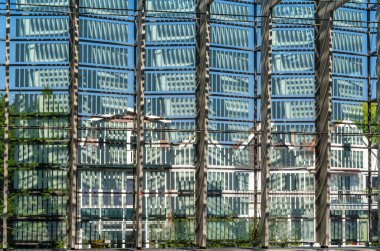 ROTTERDAM, THE NETHERLANDS - AUGUST 23, 2013: View of buildings from an outer platform of the Rotterdam Central railway station