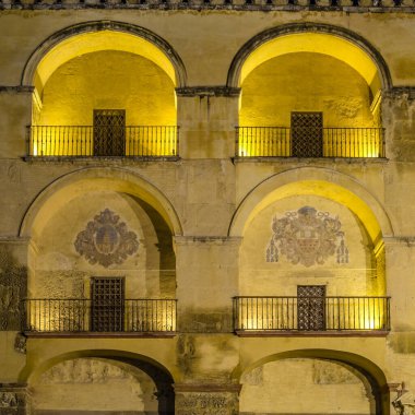 Güney İspanya, Endülüs, Cordoba Camii Katedrali 'nin gece manzarası