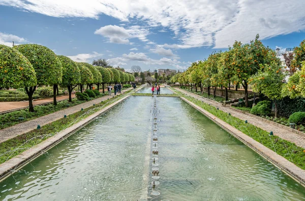 Cordoba Spagna Febbraio 2014 Visitando Gli Splendidi Giardini Dell Alcazar — Foto Stock