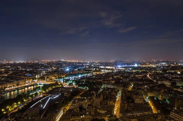 Paisagem Urbana Vista Aérea Noturna Paris França — Fotografia de Stock