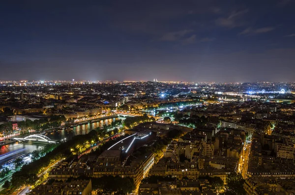 Paisagem Urbana Vista Aérea Noturna Paris França — Fotografia de Stock