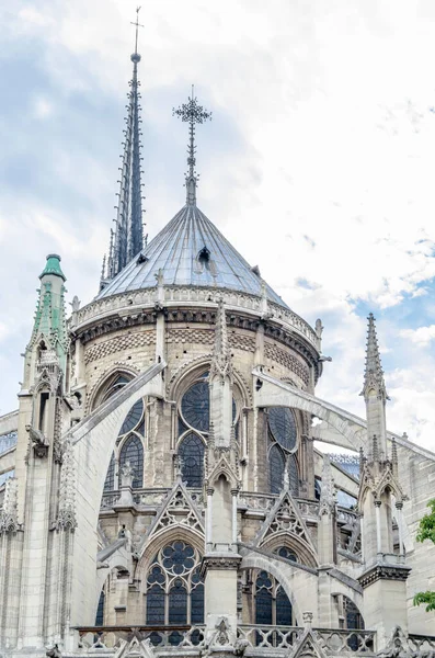Fasada Słynnej Gotyckiej Katedry Notre Dame Paris Francja — Zdjęcie stockowe