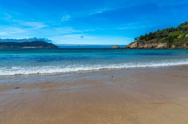 Galiçya 'nın kuzeybatısındaki O Vicedo, Lugo eyaletindeki Xilloi plajından görüntü.