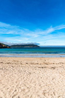 Galiçya 'nın kuzeybatısındaki O Vicedo, Lugo eyaletindeki Xilloi plajından görüntü.