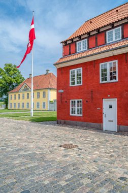 COPENHAGEN, DENMARK - 8 Temmuz 2014: Kopenhag, Danimarka 'da bulunan ve Kuzey Avrupa' nın en iyi korunmuş kalelerinden biri olan Kastellet 'teki binalar