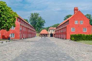 COPENHAGEN, DENMARK - 8 Temmuz 2014: Kopenhag, Danimarka 'da bulunan ve Kuzey Avrupa' nın en iyi korunmuş kalelerinden biri olan Kastellet 'teki binalar