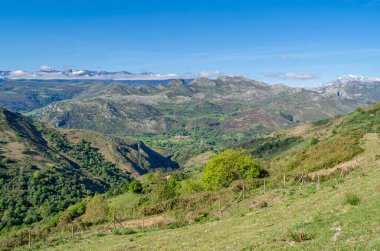 Sierra de Cantabria 'daki dağ manzarası (Cantabria dağ sırası), kuzey İspanya