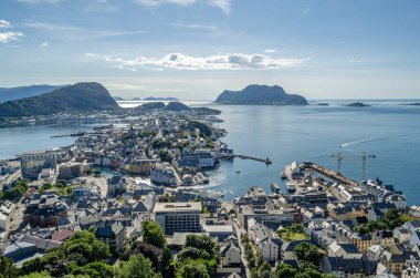 Alesund şehrinin havadan görüntüsü, Daha fazla og Romsdal İlçesi, Norveç