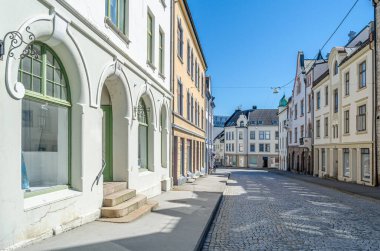 Alesund, More og Romsdal County, Norveç 'teki Art Nouveau mimarisi ile bilinen binaların manzarası