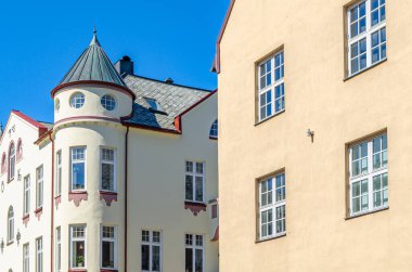 Alesund, More og Romsdal County, Norveç 'teki Art Nouveau mimarisi ile bilinen binaların manzarası