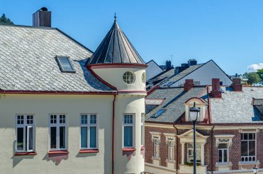 Alesund, More og Romsdal County, Norveç 'teki Art Nouveau mimarisi ile bilinen binaların manzarası