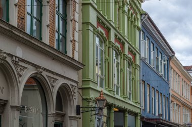 BERGEN, NORWAY - JULY 17, 2014: Urban scene in the city center of Bergen, Norway clipart