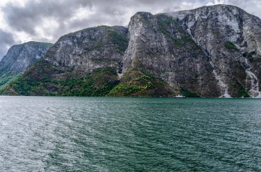 View of the Aurlandsfjord, a fjord in Vestland county, Norway clipart