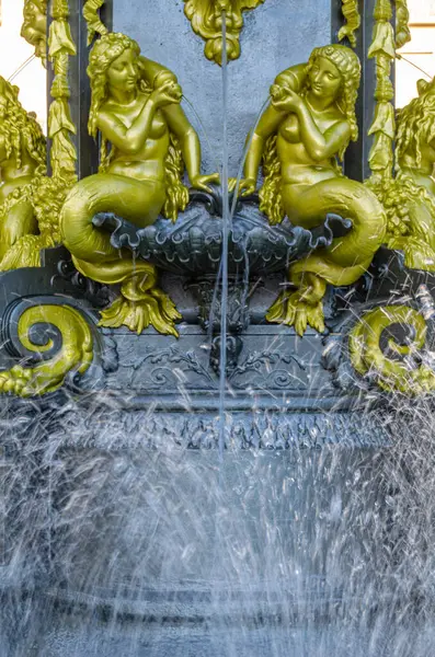 stock image Fountain of the Muses in the Plaza de Navarra in Huesca, Aragon, Spain. This is a two-tiered fountain, commissioned and built in 1885.