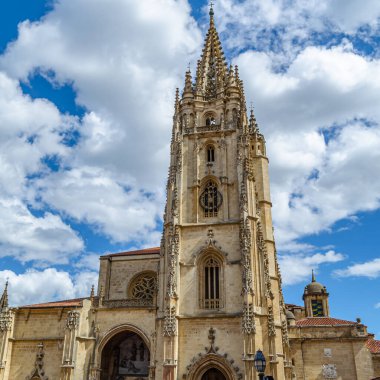 Cathedral of San Salvador in Oviedo, Asturias, northern Spain. It displays a variety of architectural styles, from pre-Romanesque to Baroque, including Romanesque, Gothic and Renaissance parts clipart