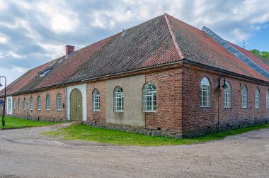 Norveç 'in eski Fredrikstad kasabasında renkli mimari