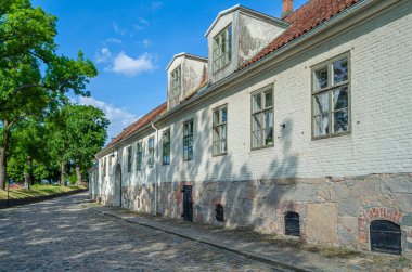 Colorful architecture in the old town of Fredrikstad, Norway clipart