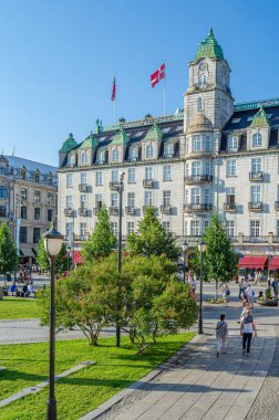 OSLO, NORWAY - JULY 10, 2014: View of streets in the old town of Oslo, Norway clipart