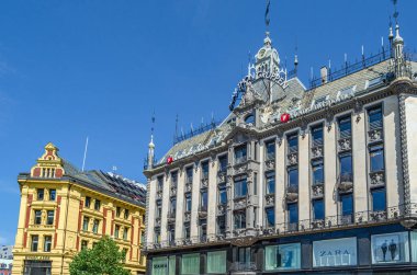 OSLO, NORway - 12 Temmuz 2014: Norveç 'in Oslo kentindeki sokakları görmek