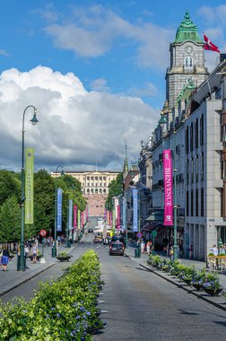 OSLO, NORWAY - JULY 18, 2014: View of streets in the old town of Oslo, Norway clipart