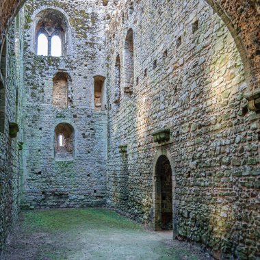 CASTLE RISING, UNITED KINGDOM - OCTOBER 10, 2014: Interior view of Castle Rising Castle, a ruined medieval fortification in the village of Castle Rising, Norfolk, England, built in 1138 clipart