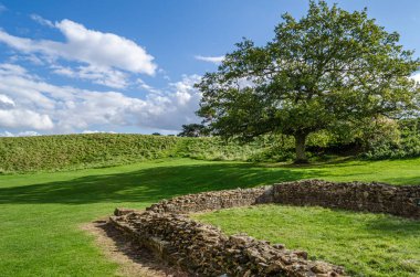 Şatoya Yükseliş, BİRLİK KINGDOM - 10 Ekim 2014: Yükselen Kale 'nin çevresi ve yeryüzü çalışmaları, 1138 yılında İngiltere' nin Norfolk kentindeki Kale 'de inşa edilen yıkık bir ortaçağ kalesi.
