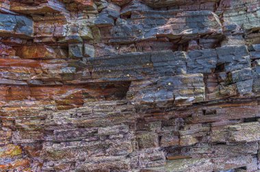 Detail of the cliff formations at the beach of the Cathedrals (Playa de las Catedrales), declared a Natural Monument, in Ribadeo, Lugo province, Galicia, northern Spain clipart