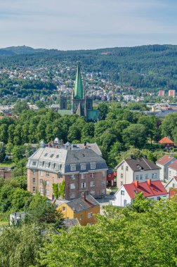 Norveç 'in Trondheim kentinin hava manzarası