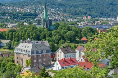 Norveç 'in Trondheim kentinin hava manzarası