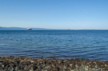 Norveç, Trondheim Fjord limanından Munkholmen adası manzarası