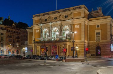 STOCKHOLM, SWEDEN - 26 Temmuz 2014: Stockholm Opera Evi Gece Görüşü, İsveç