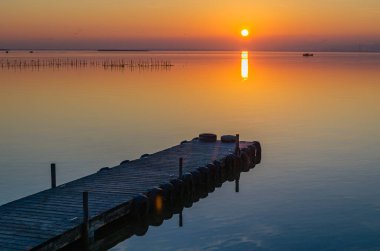 Albufera Doğal Parkı 'nda güzel bir gün batımı Valencia, İspanya