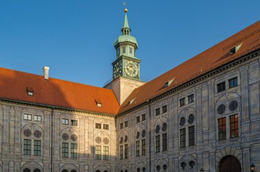 Almanya 'nın orta kesimindeki Münih' teki Residenz 'in mimari detayları, Bavyera' daki Wittelsbach manastırlarının eski kraliyet sarayı.