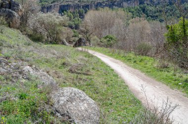 Trail in the Jucar River Gorge, near the town of Cuenca, Castilla la Mancha, Spain