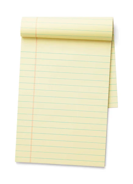 Open Yellow Note Pad Cut Out White — Stock Photo, Image