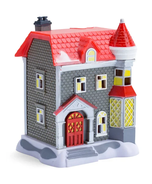 Plastic Toy Town House Model Skåret Hvid Royaltyfrie stock-fotos