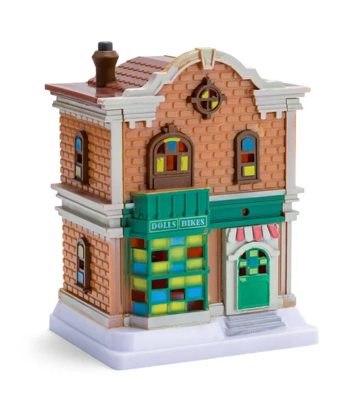 Sklep Zabawkami Tworzyw Sztucznych Miniaturowy Budynek Ozdoba Świąteczna Obraz Stockowy