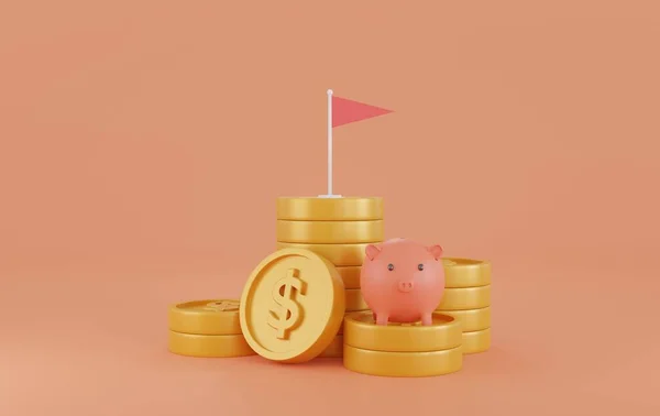 오렌지 배경에 Symbol Goals Investing Savings Business Money Management Saving — 스톡 사진