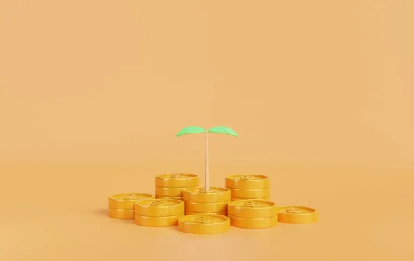 Geldbaum Auf Gelbem Hintergrund Geld Wächst Investition Konzept Des Geldwachstums — Stockfoto