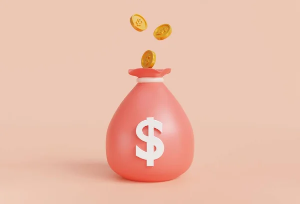 Geldzak Geïsoleerd Roze Achtergrond Geld Besparen Concept Symbool Van Doelen — Stockfoto