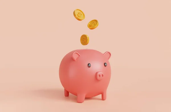 Piggy Bank Isolated Pink Background Symbol Goals Savings Invest Business — 스톡 사진