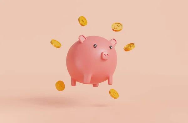 Piggy Bank Isolated Pink Background Symbol Goals Savings Invest Business — 스톡 사진