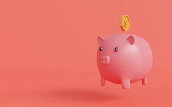Piggy Bank Isolated Red Background Símbolo Objetivos Savings Investment Gestión —  Fotos de Stock