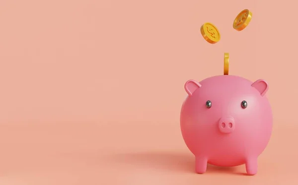 Piggy Bank Geïsoleerd Oranje Achtergrond Symbool Van Doelstellingen Spaar Investeren — Stockfoto
